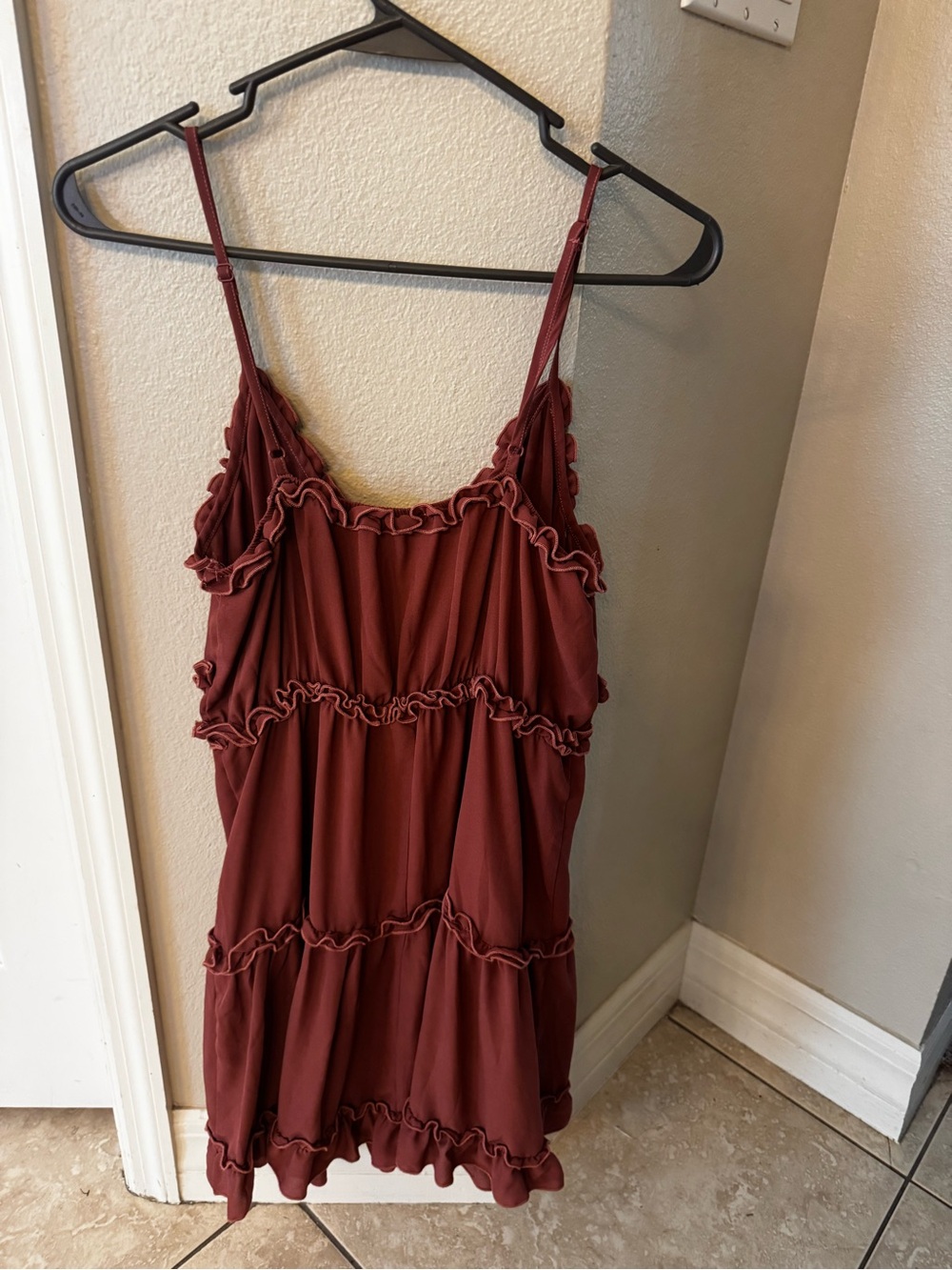 Inspired Hearts Ruffled Slip Dress - Rust - Picture 3 of 5
